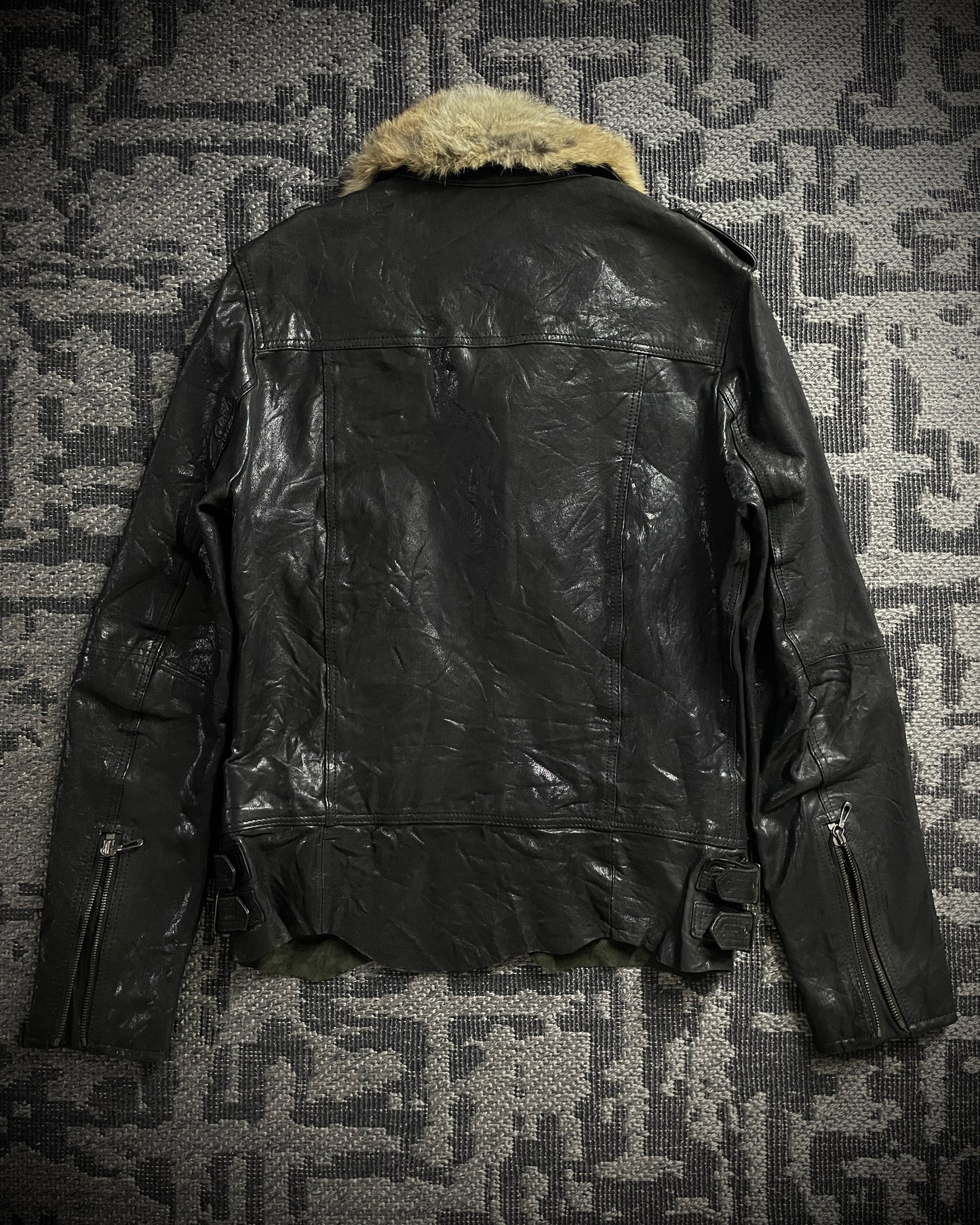 Tete Homme Sheep Skin Rabbit Fur Rider Jacket