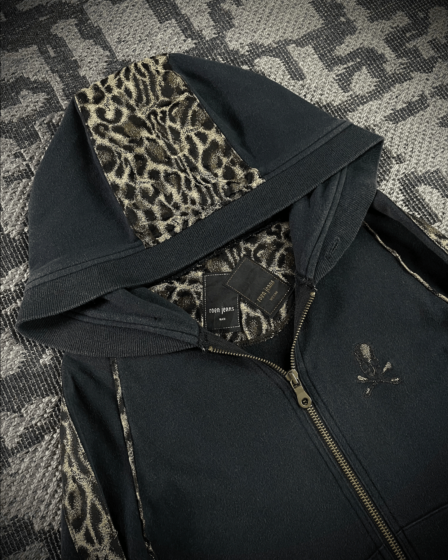 Roen Leopard Skull Hoodie