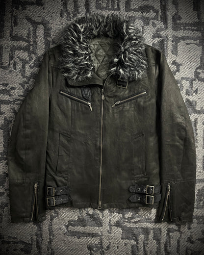 Tornado Mart Faux Fur Micro-Suede Bondage Rider Jacket