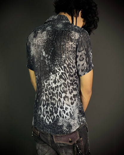 Tornado Mart White Leopard Sheer Shirt