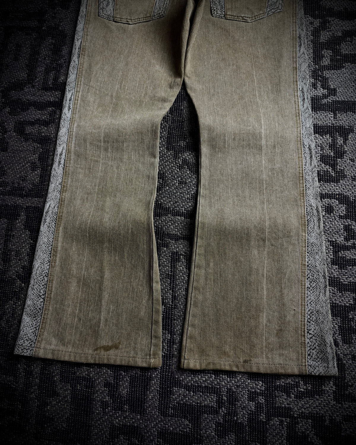 Morgan Homme Python Panel Flared Jeans