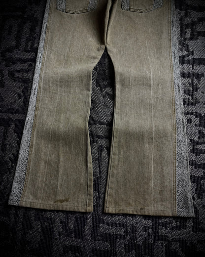 Morgan Homme Python Panel Flared Jeans