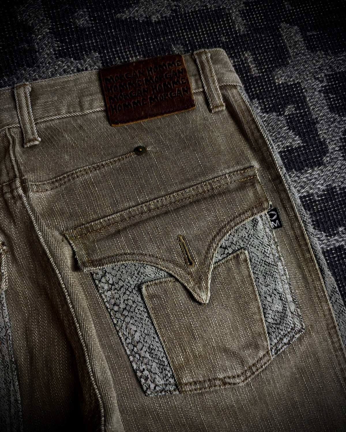 Morgan Homme Python Panel Flared Jeans