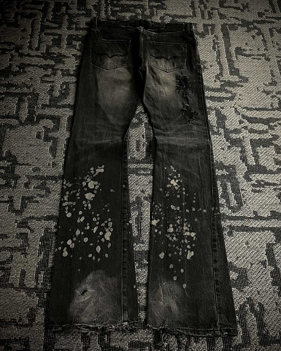 Fuga Distressed Black Faded Bootcut Jeans