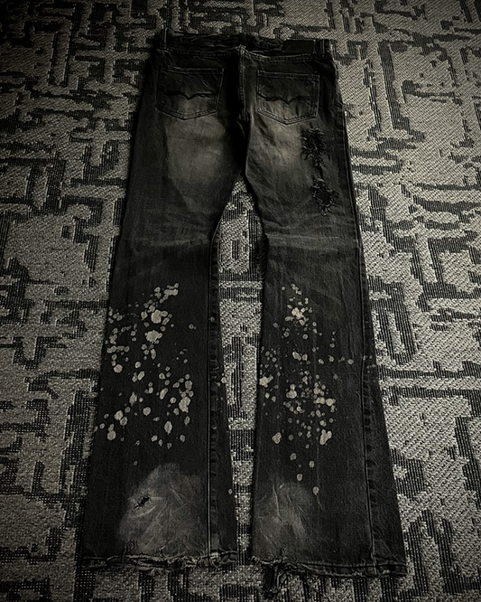 Fuga Distressed Black Faded Bootcut Jeans