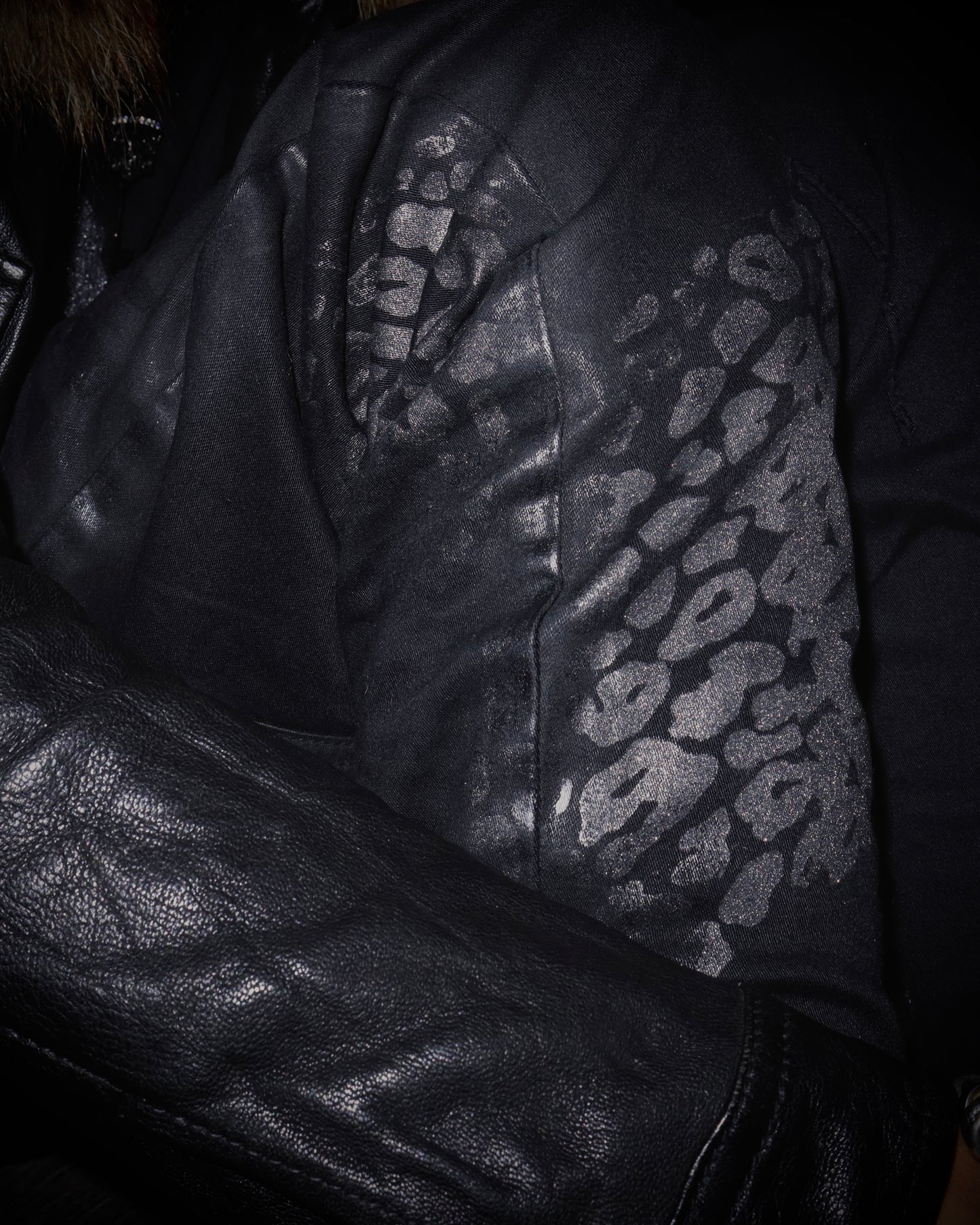 Jack Rose x Luv Maison Leopard Glitter Coated Flare Jeans