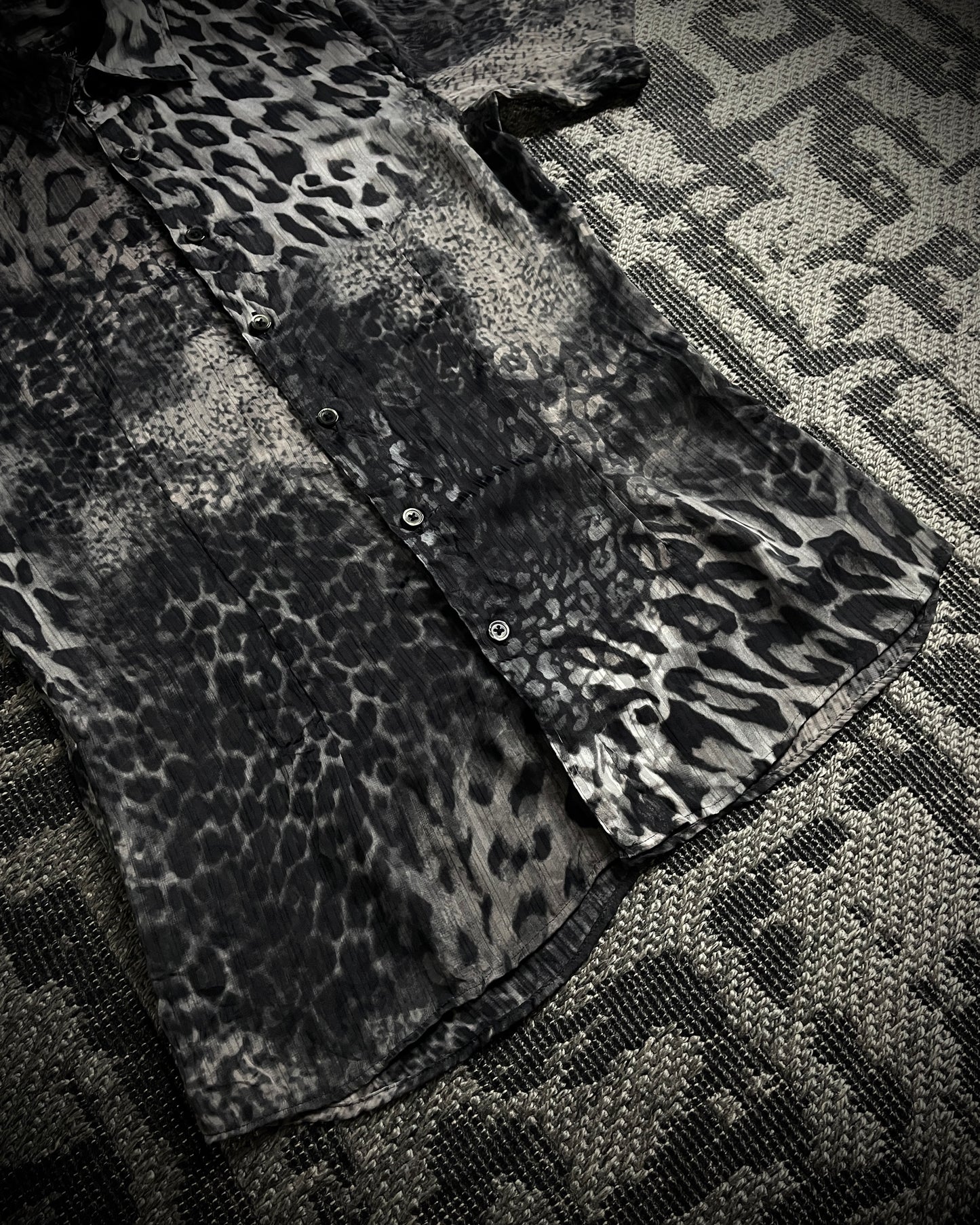 Tornado Mart White Leopard Sheer Shirt