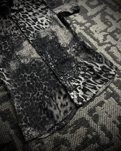 Tornado Mart White Leopard Sheer Shirt