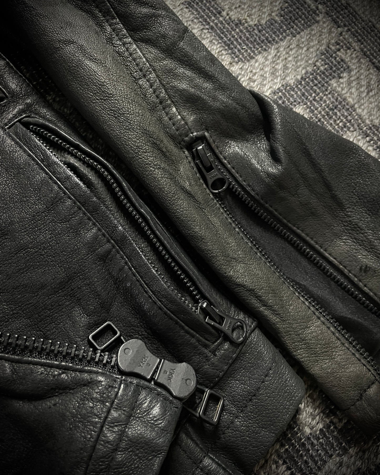 CUSTOM CULTURE Real Fur Multi-Pocket Leather Jacket