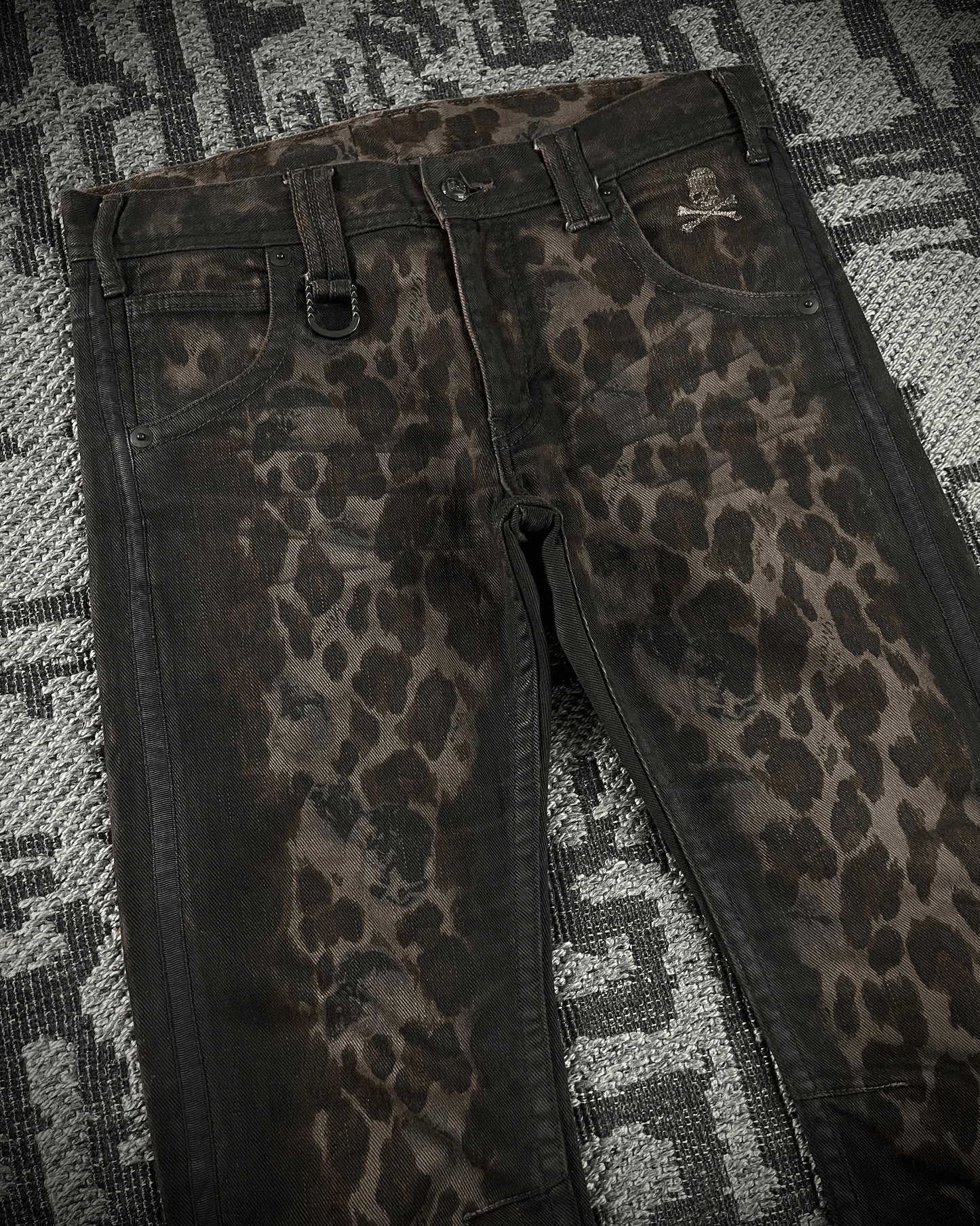 Roen Leopard Waxed Jeans