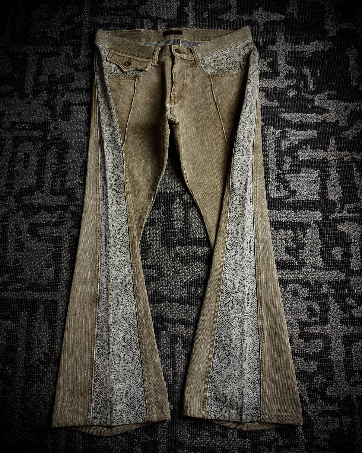 Morgan Homme Python Panel Flared Jeans