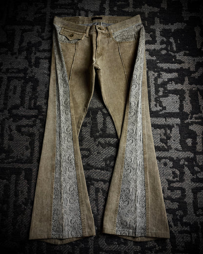 Morgan Homme Python Panel Flared Jeans