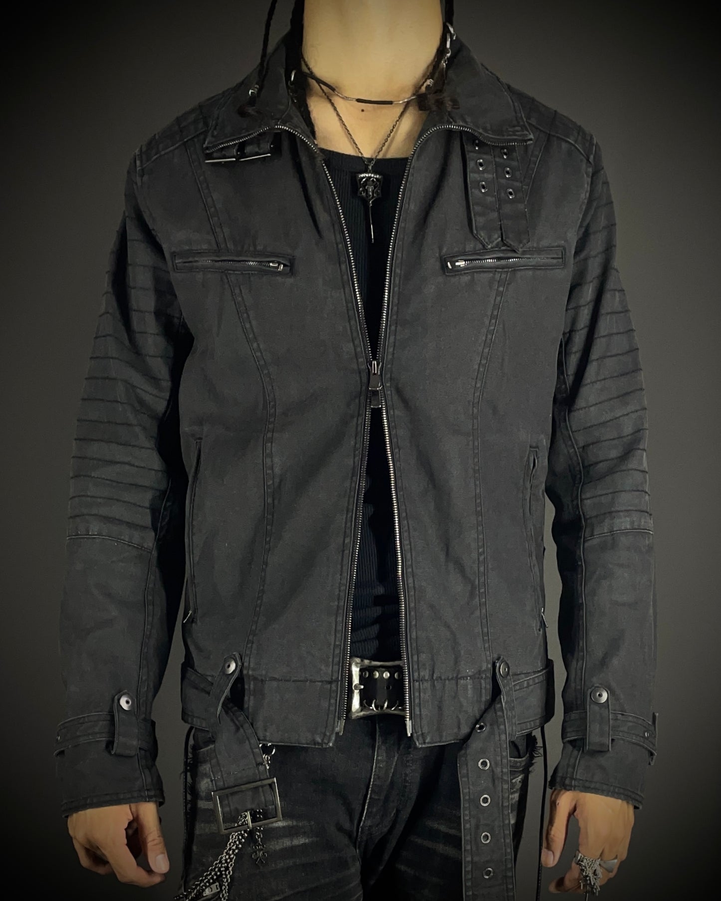 Schlüssel Back Lace Up Rider Faded Canvas Jacket