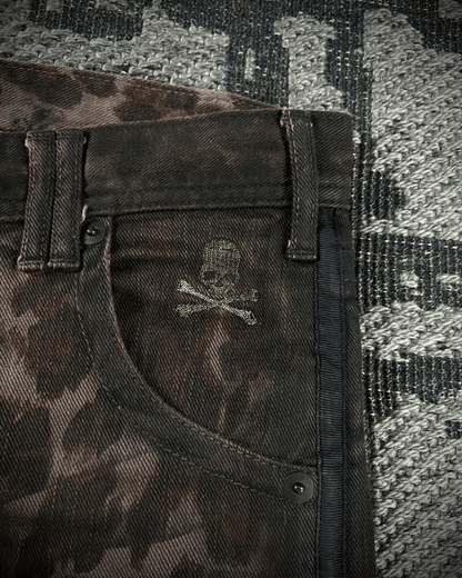 Roen Leopard Waxed Jeans