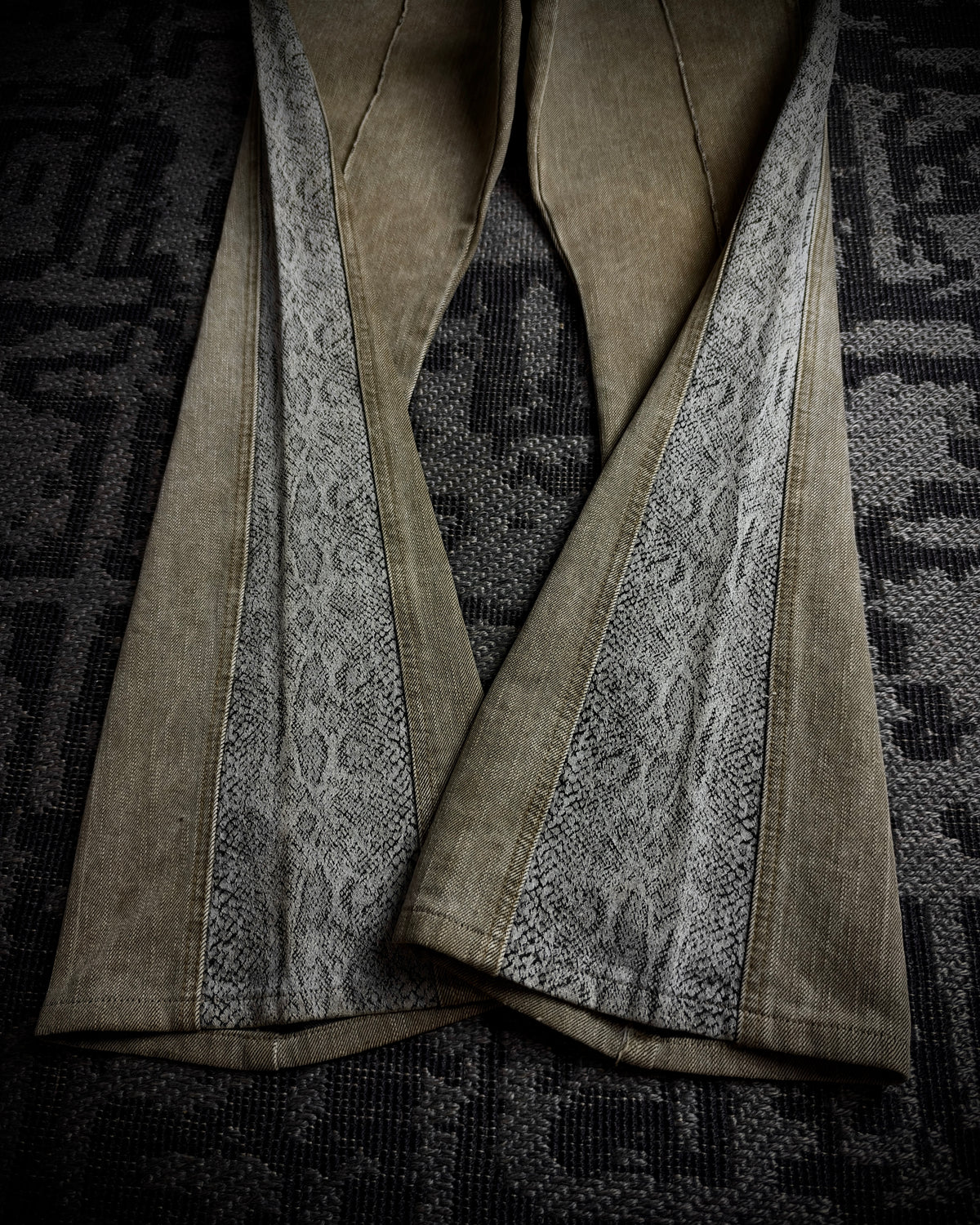 Morgan Homme Python Panel Flared Jeans