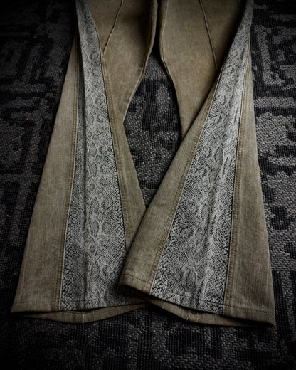 Morgan Homme Python Panel Flared Jeans
