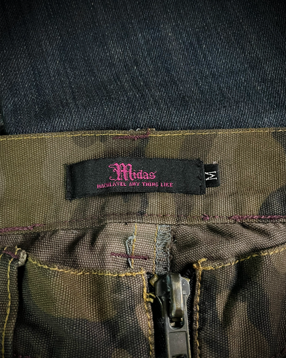 Midas Mud Washed Camo Double Waisted Lace-Up Flared Denim