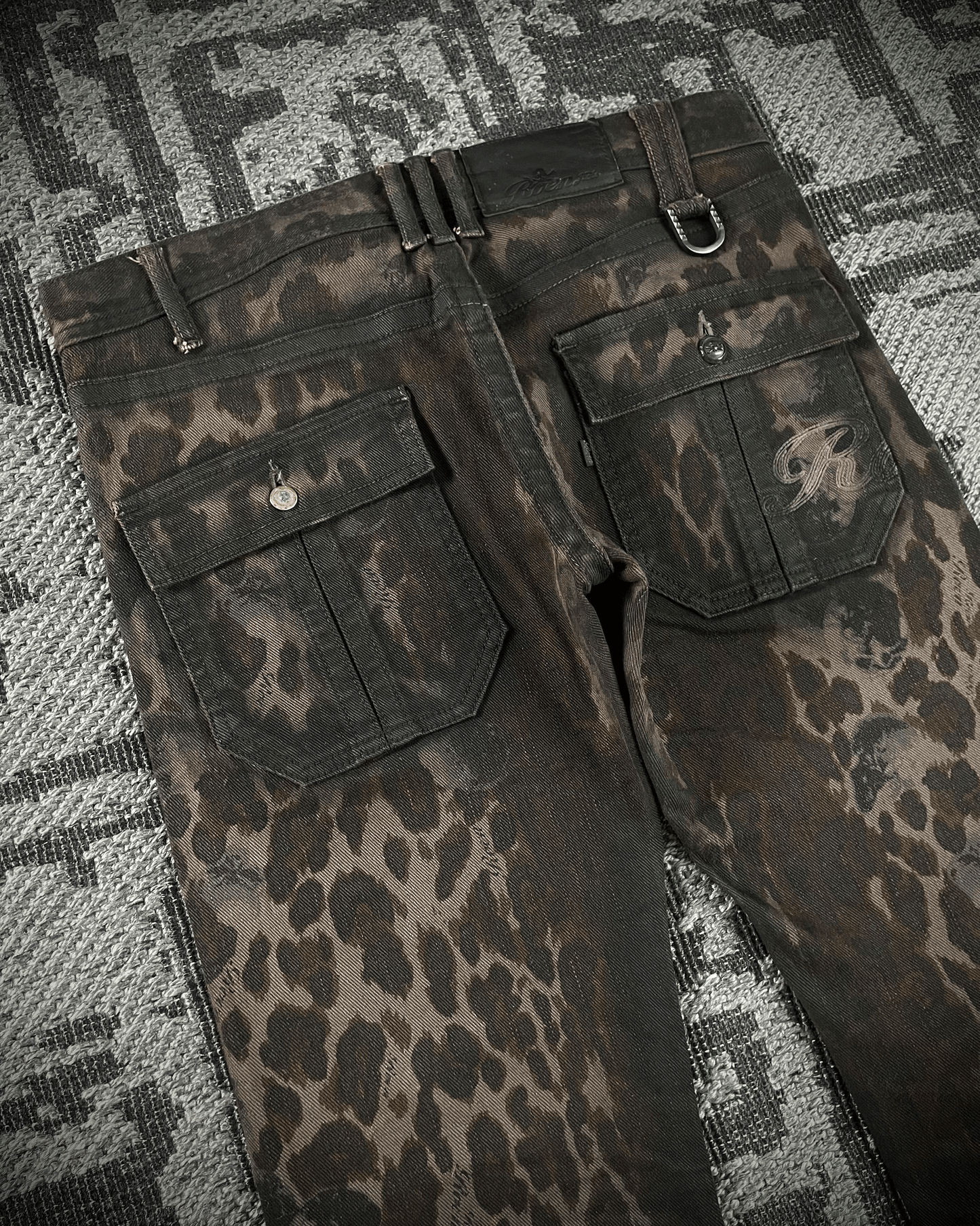 Roen Leopard Waxed Jeans