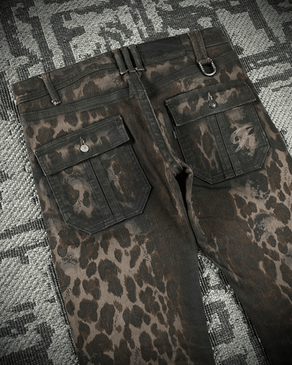 Roen Leopard Waxed Jeans