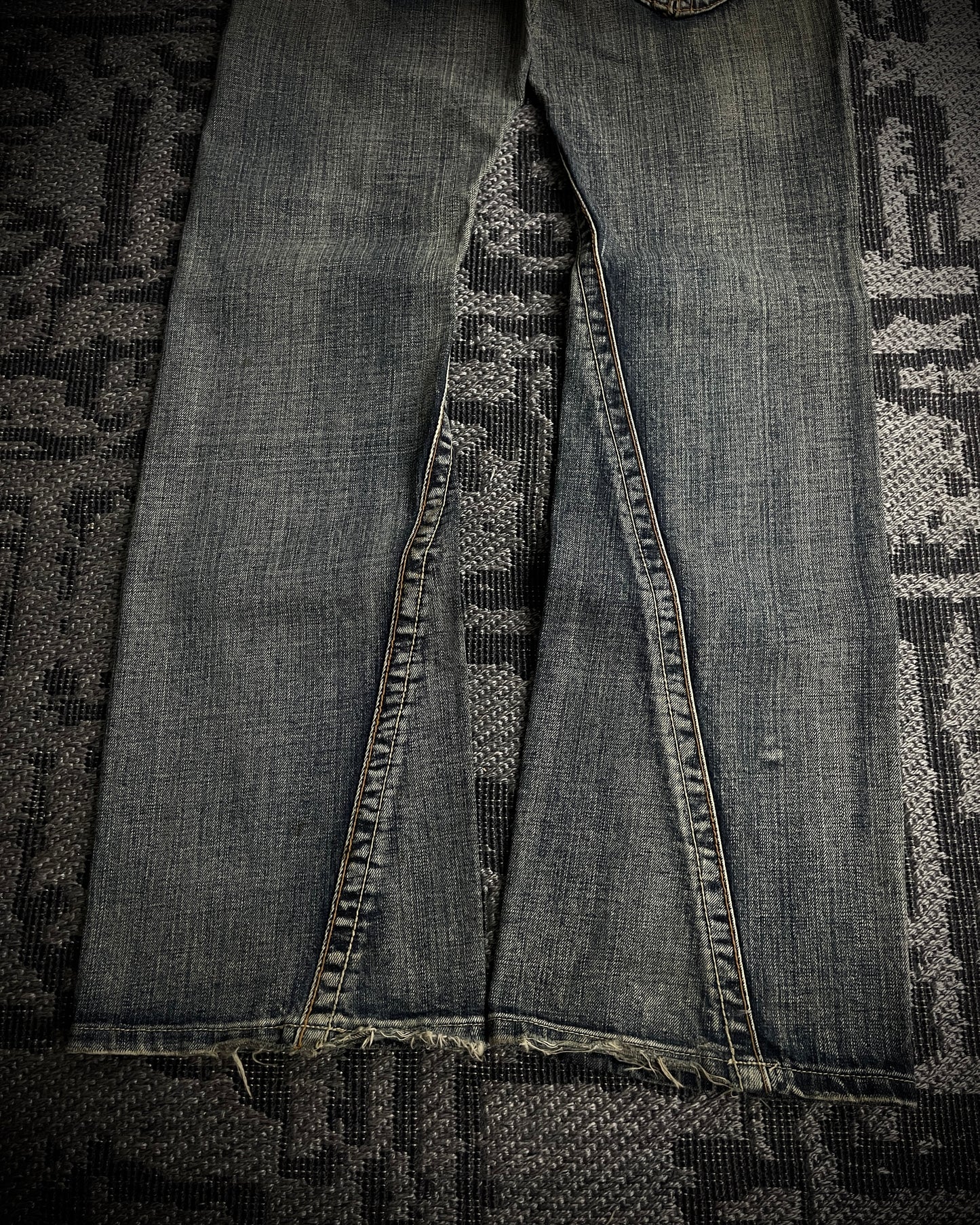 Semantic Design Python Studded Spiral Flared Jeans