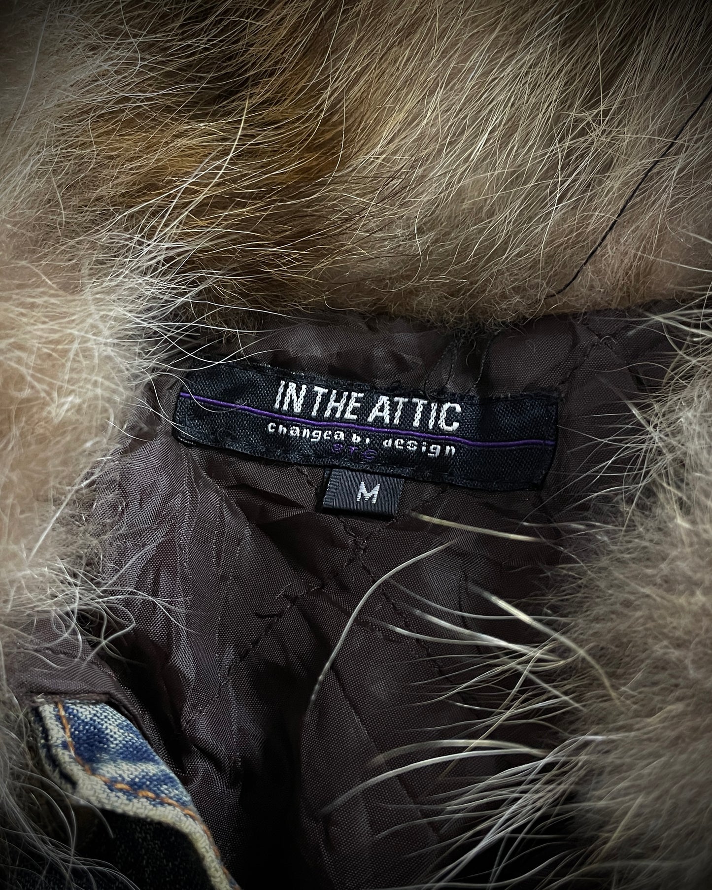 In The Attic Raccoon Fur Distressed Jeans Jacket