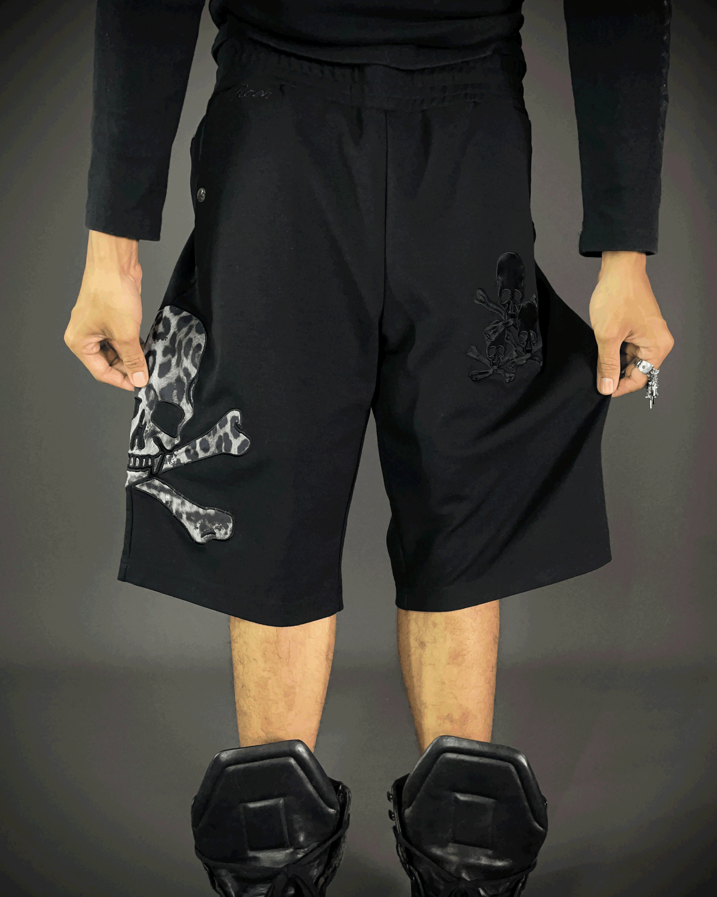 Roen White Leopard Skull Shorts