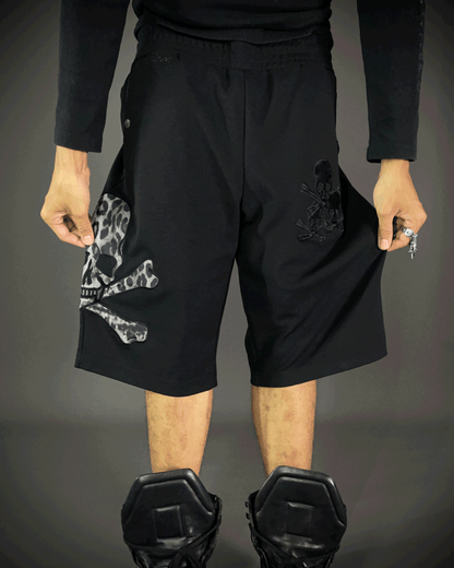 Roen White Leopard Skull Shorts