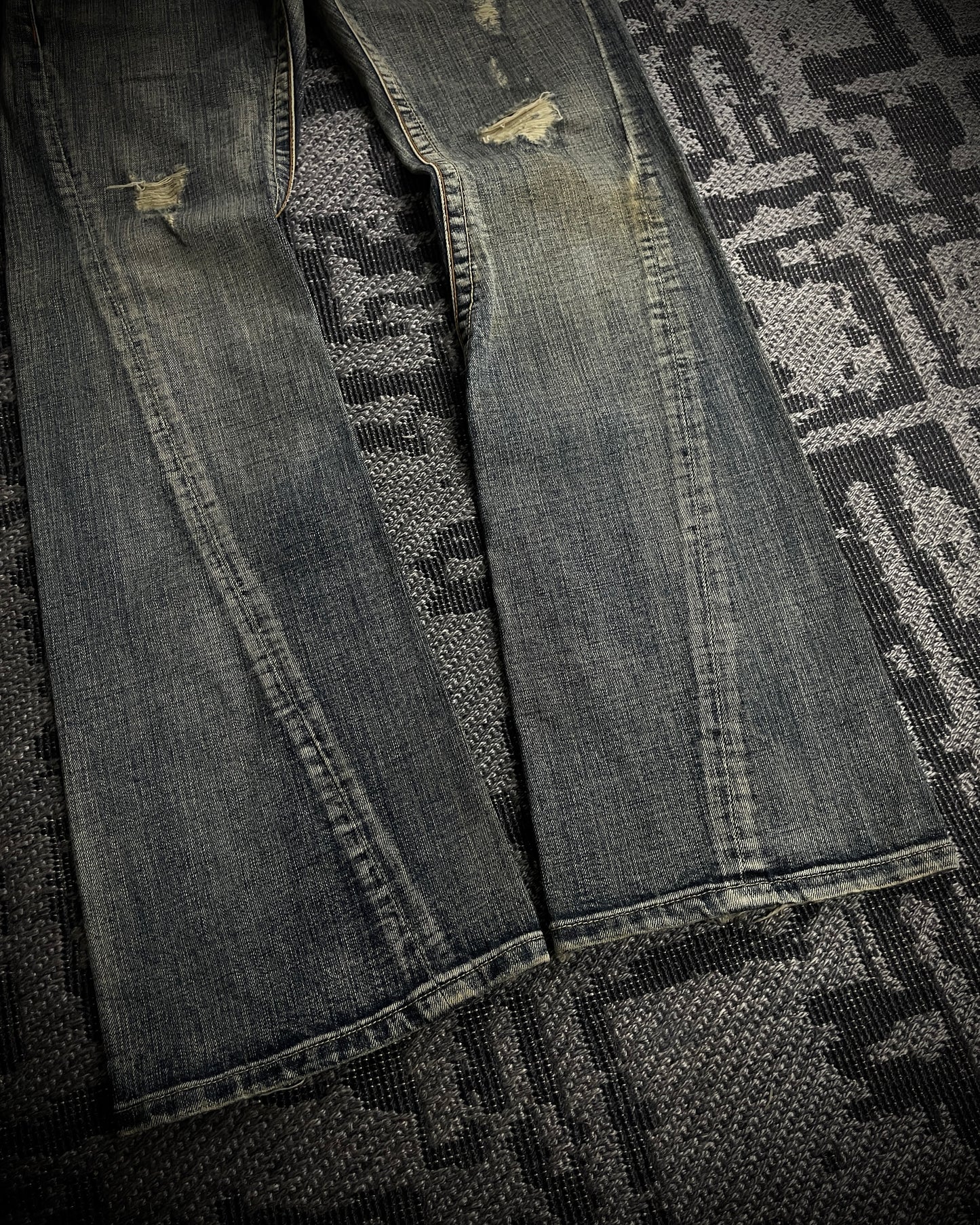 Semantic Design Python Studded Spiral Flared Jeans