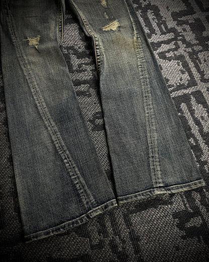 Semantic Design Python Studded Spiral Flared Jeans