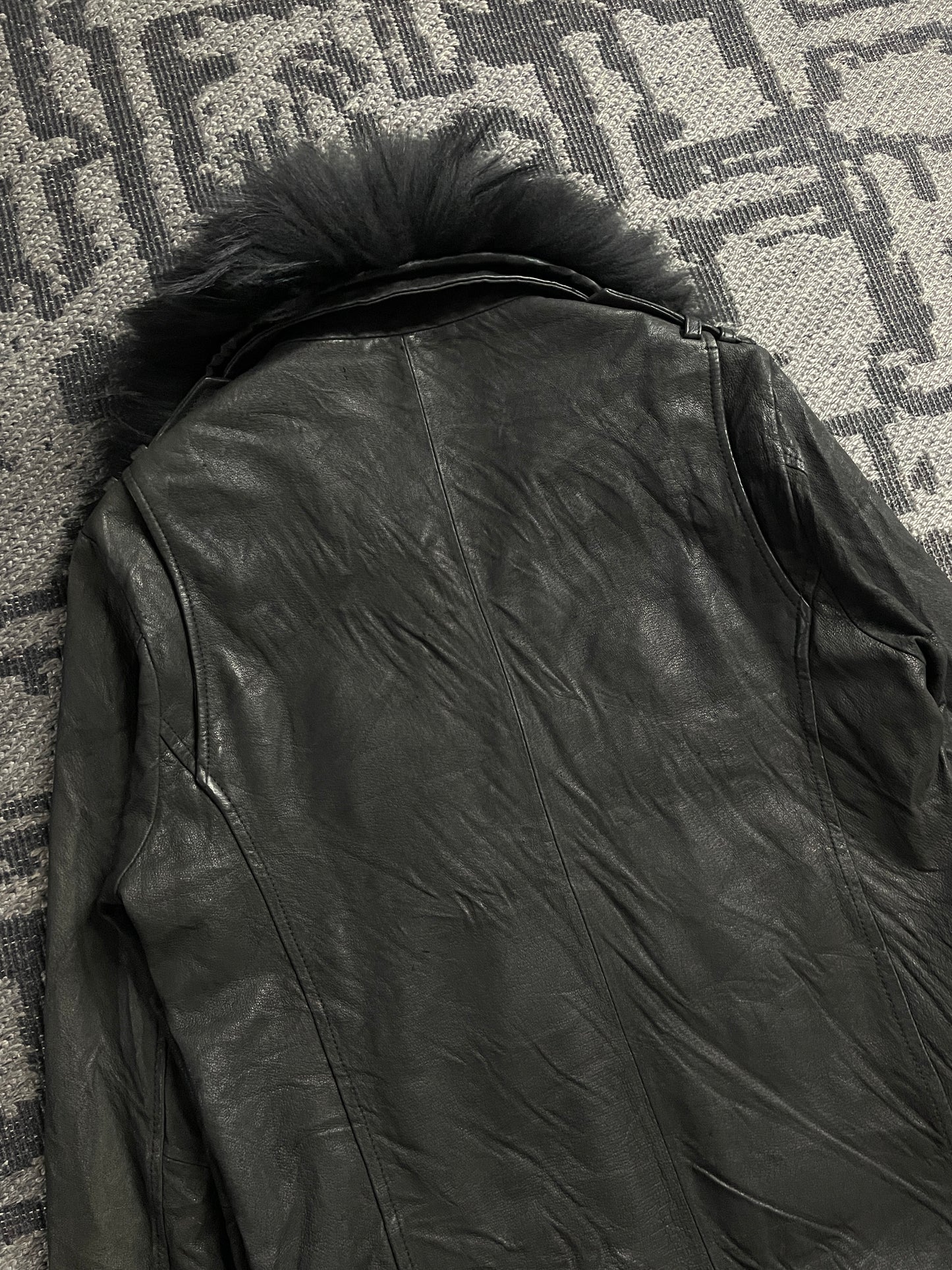 CUSTOM CULTURE Real Fur Multi-Pocket Leather Jacket