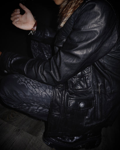 Jack Rose x Luv Maison Leopard Glitter Coated Flare Jeans