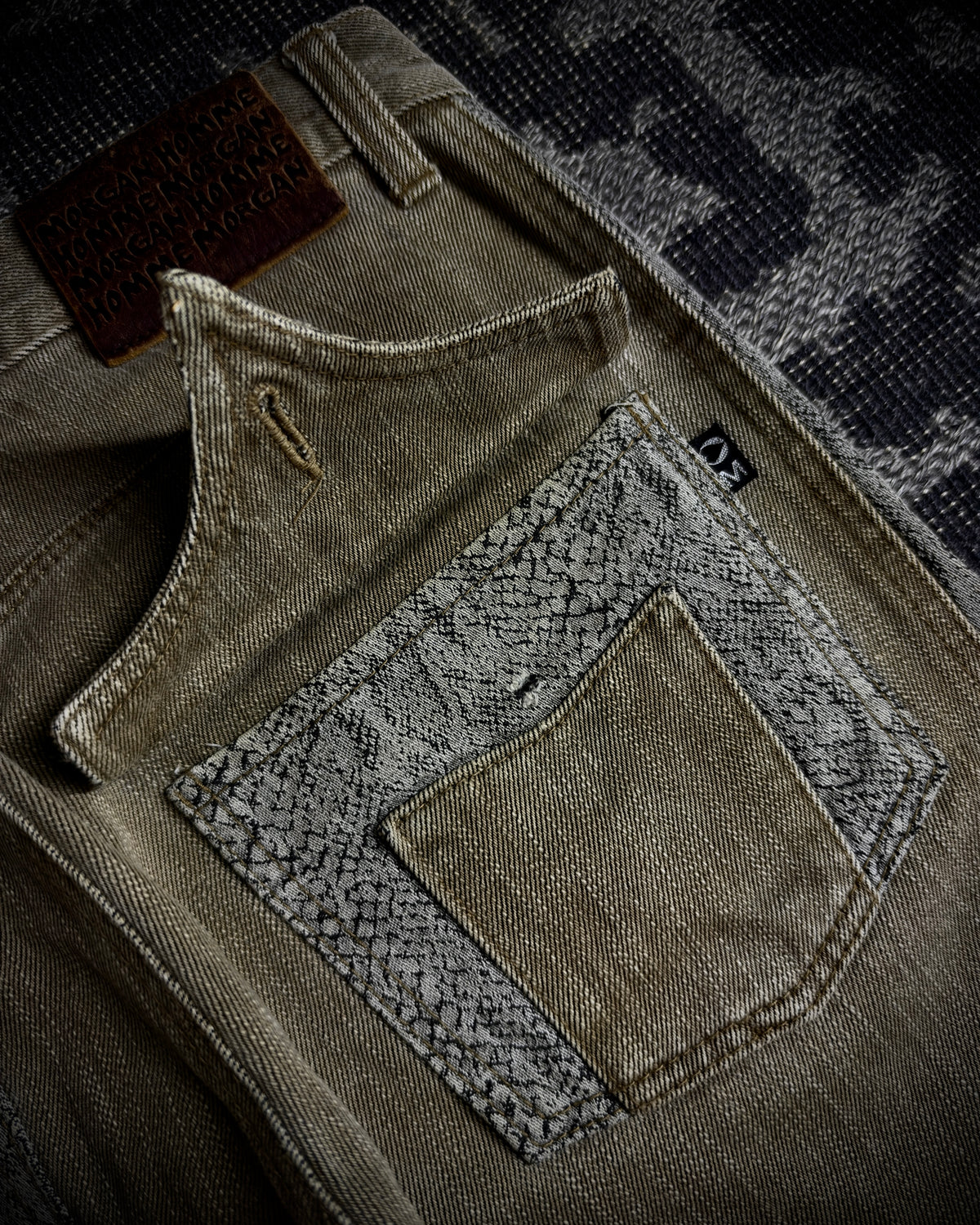Morgan Homme Python Panel Flared Jeans