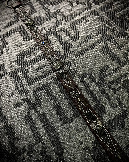 Tornado Mart Pirate Skull Blue Gem Leather Belt