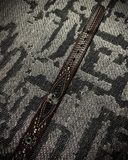 Tornado Mart Pirate Skull Blue Gem Leather Belt