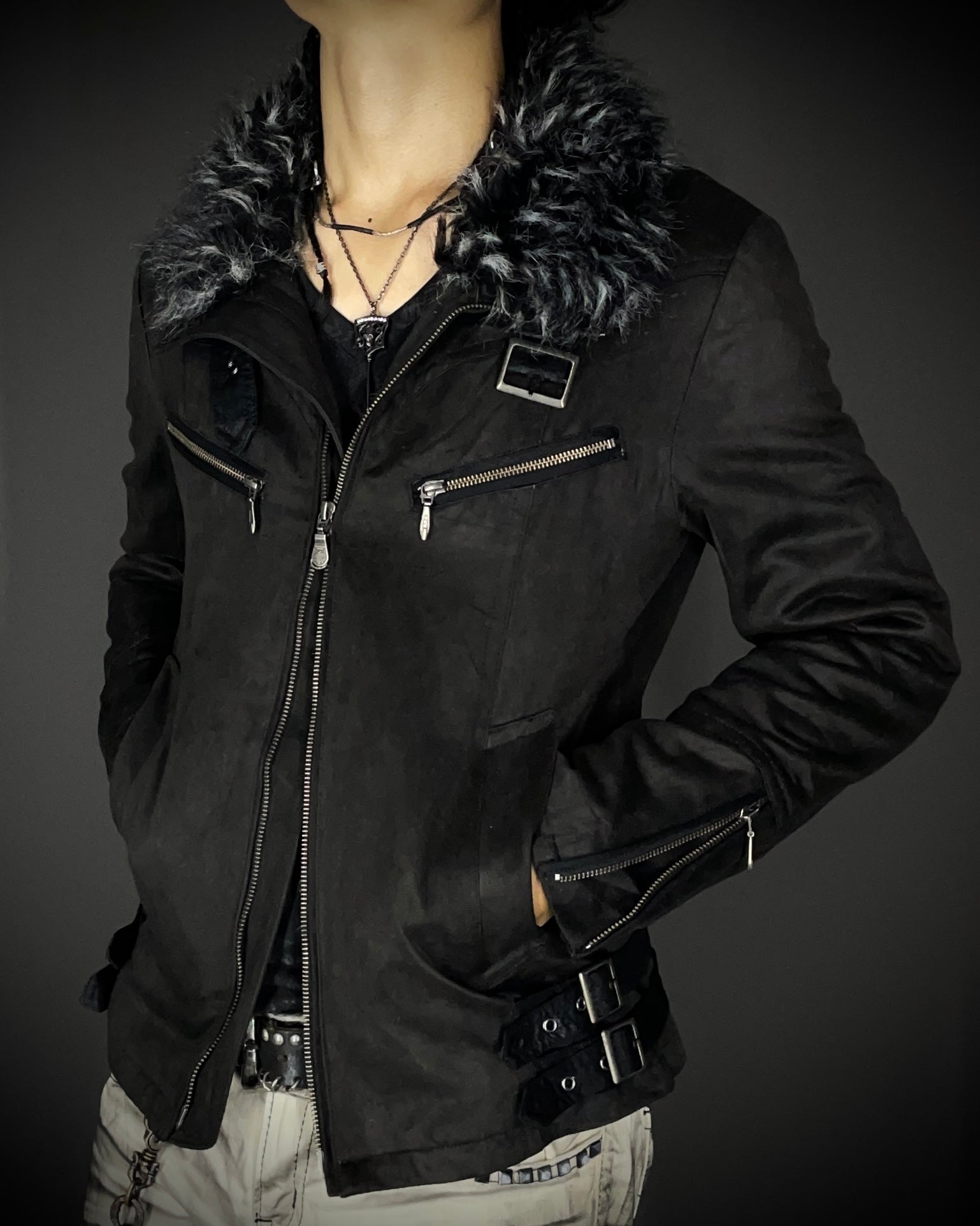 Tornado Mart Faux Fur Micro-Suede Bondage Rider Jacket – susurrus