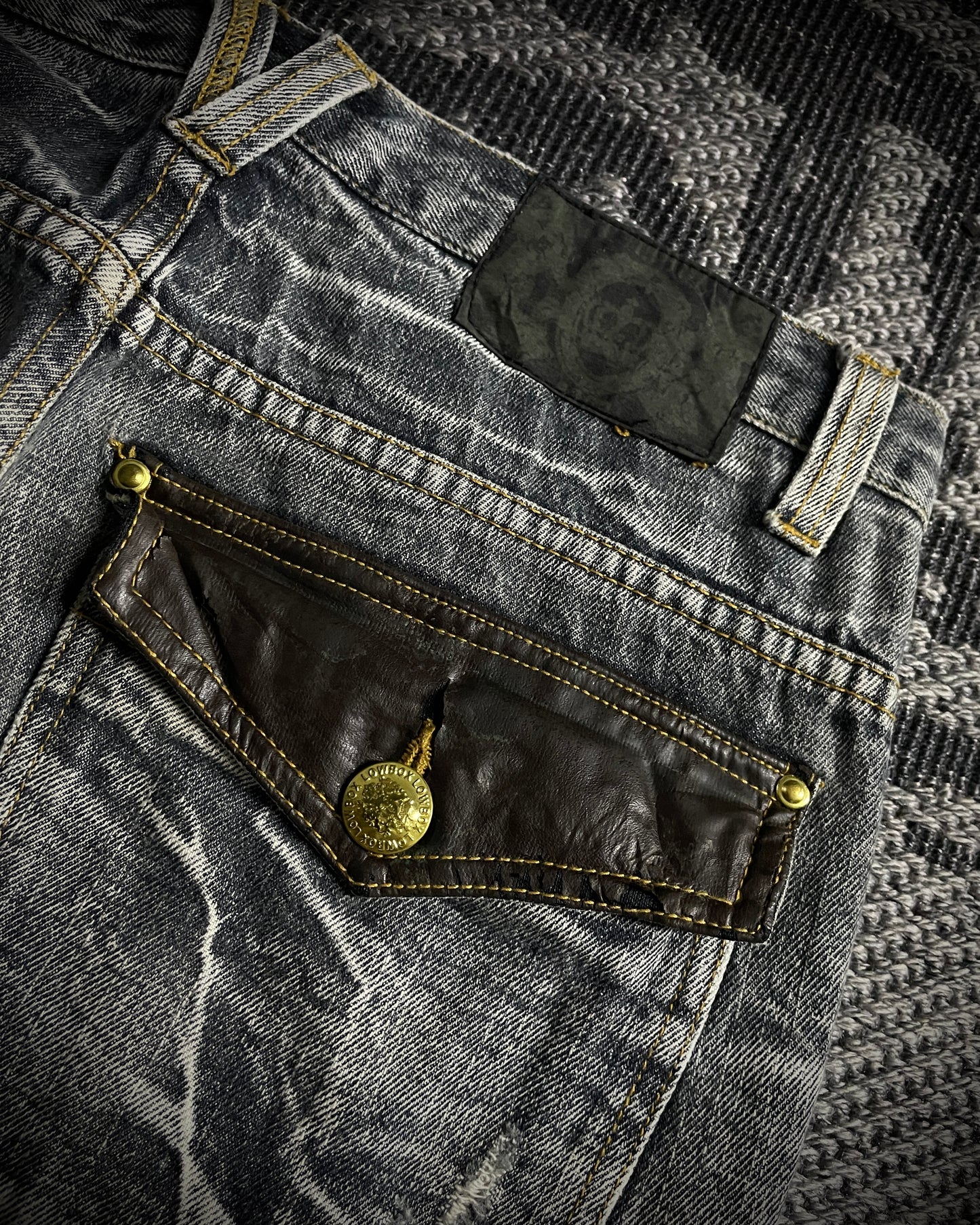 Lowbox Cracked Lace Up  Distressed  Flared Jeans