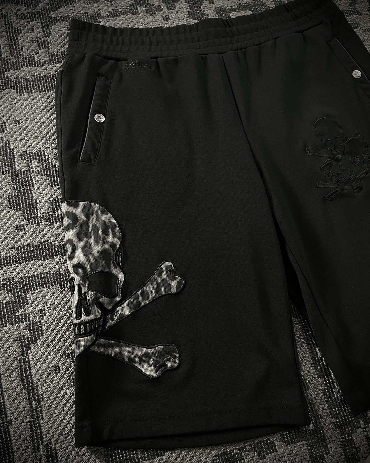 Roen White Leopard Skull Shorts