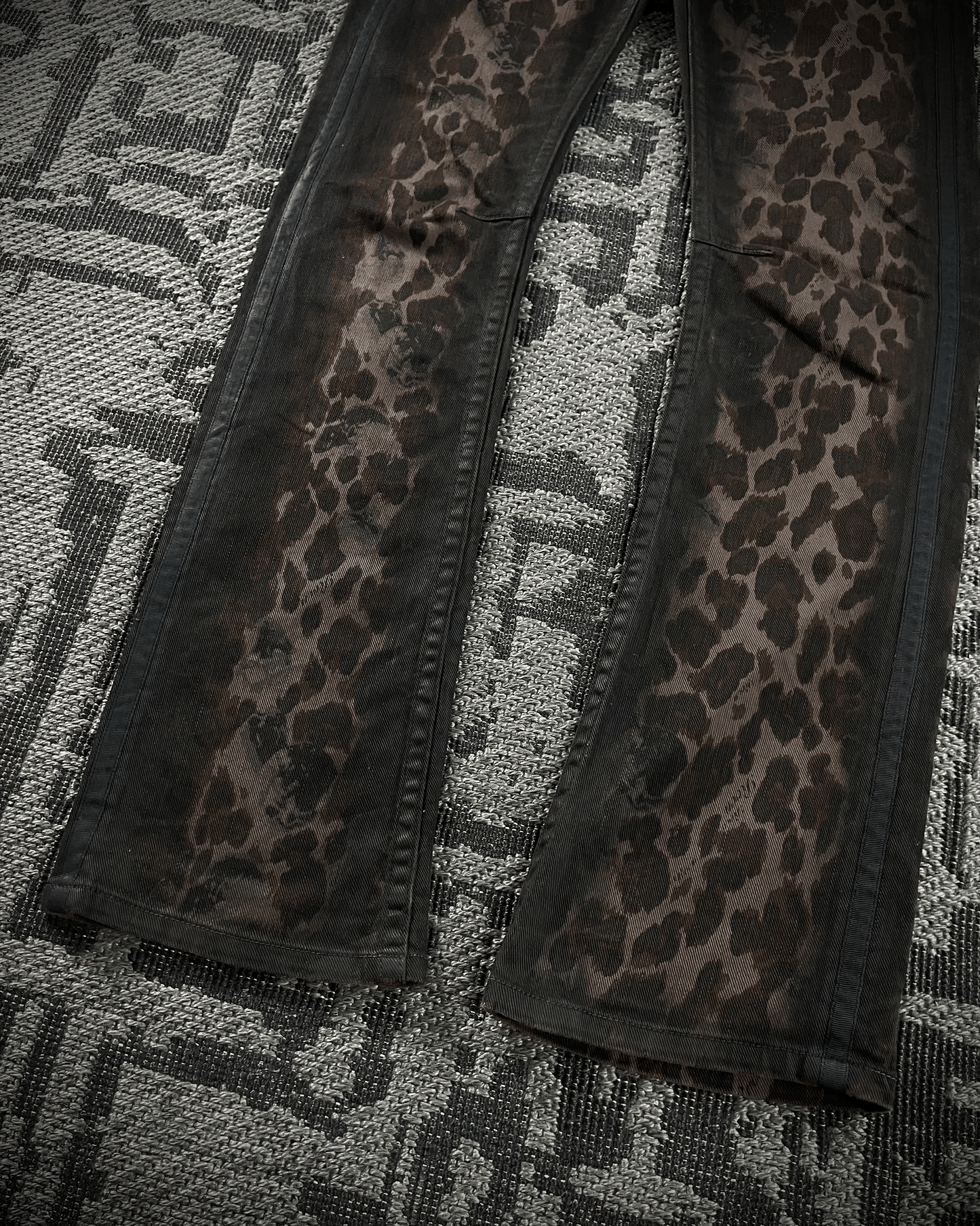Roen Leopard Waxed Jeans
