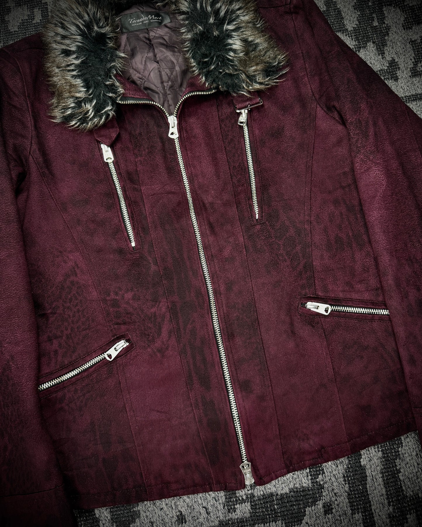 Tornado Mart Wine Leopard Sueded Jacket