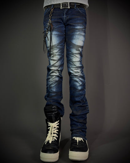 Tornado Mart Black Whiskered Faded Skinny Denim