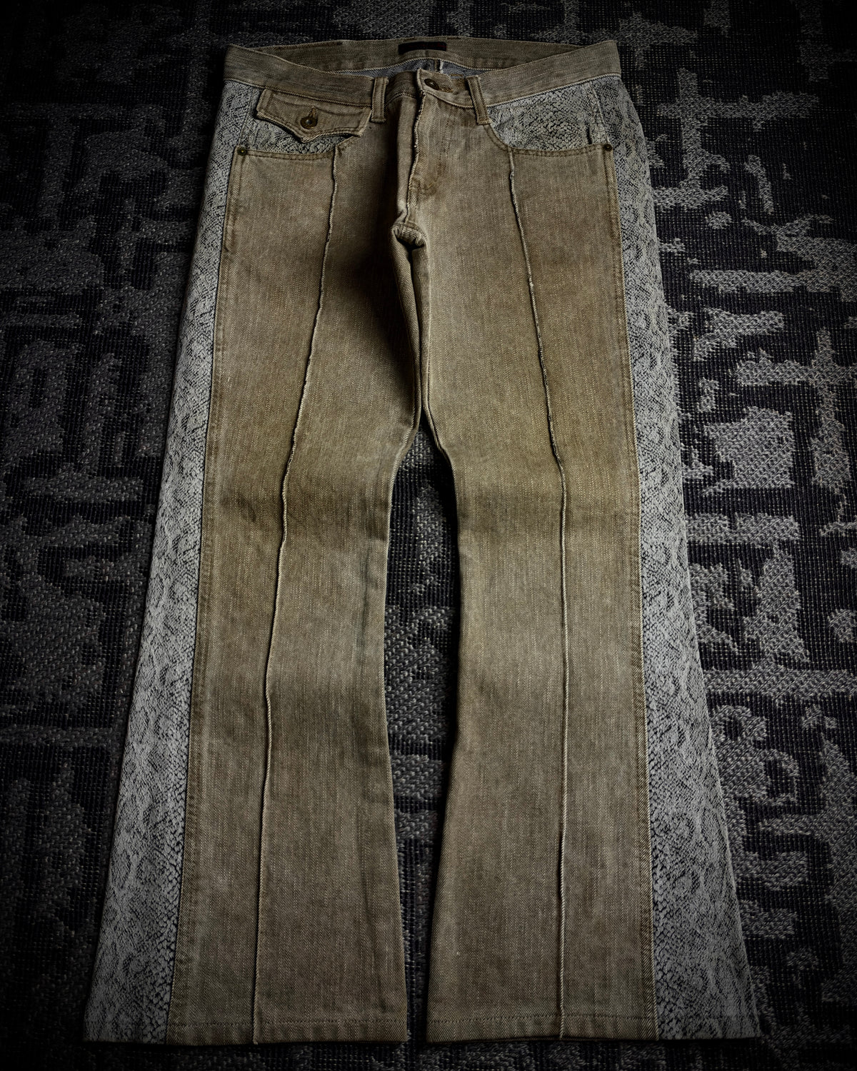 Morgan Homme Python Panel Flared Jeans