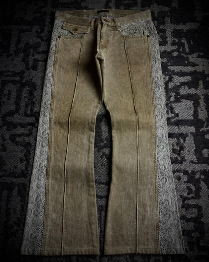 Morgan Homme Python Panel Flared Jeans