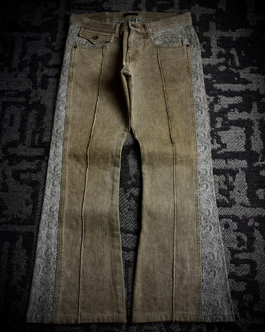 Morgan Homme Python Panel Flared Jeans