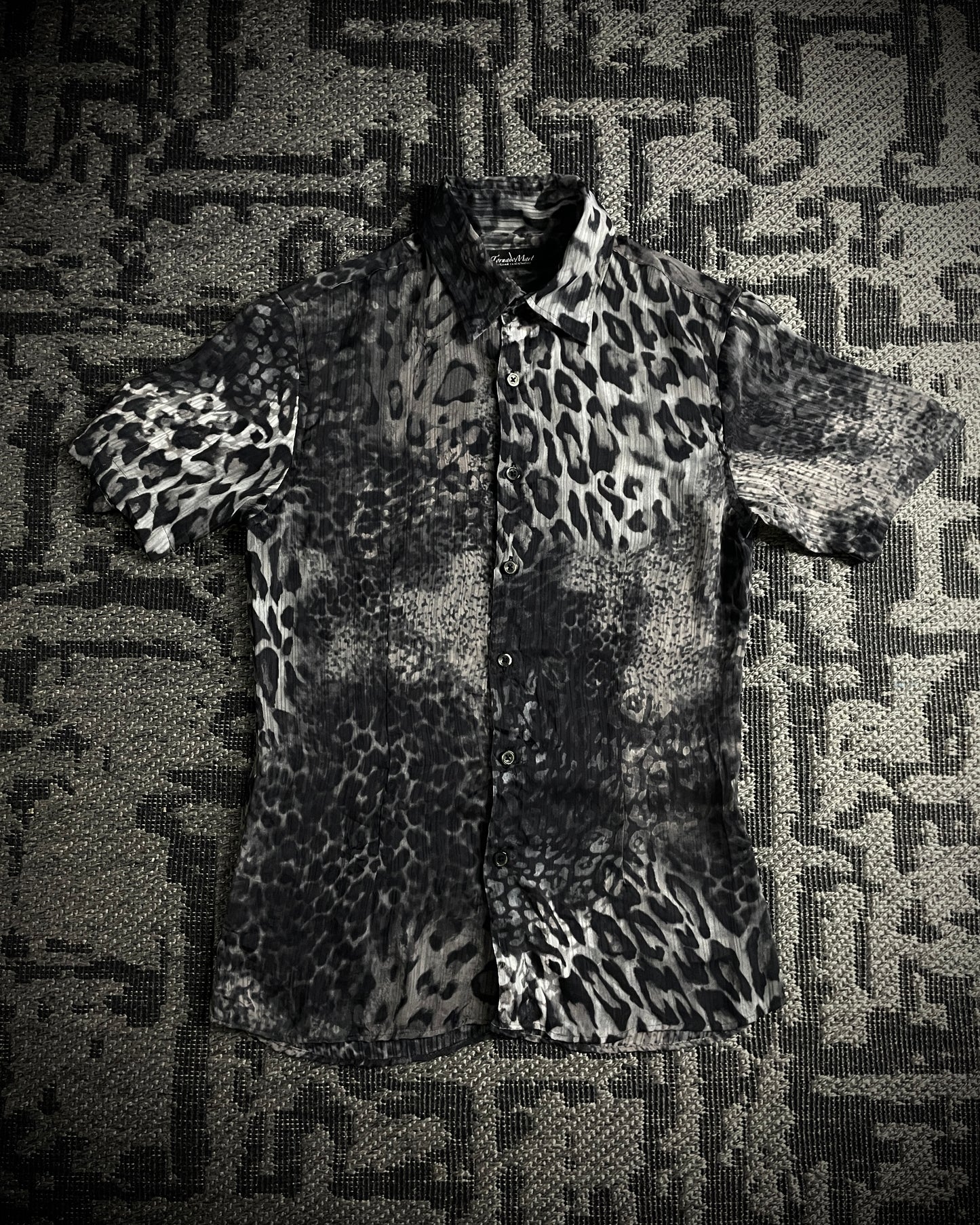 Tornado Mart White Leopard Sheer Shirt