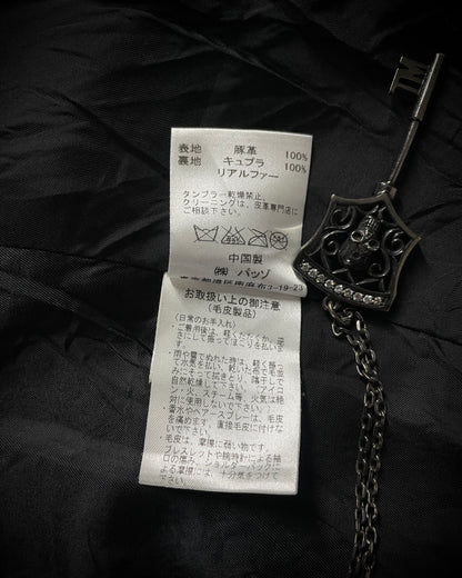 CUSTOM CULTURE Real Fur Multi-Pocket Leather Jacket