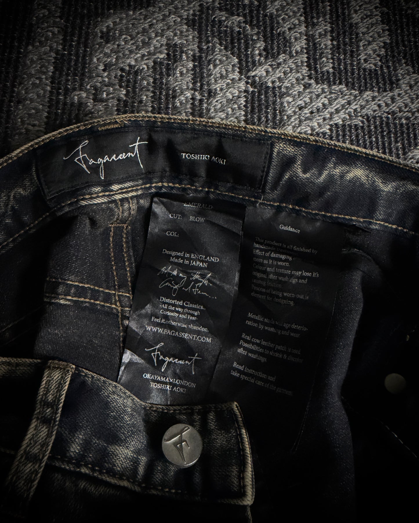 Fagassent Toshiki Aoki EMERALD Blow Cut Destroyed Stretch Denim