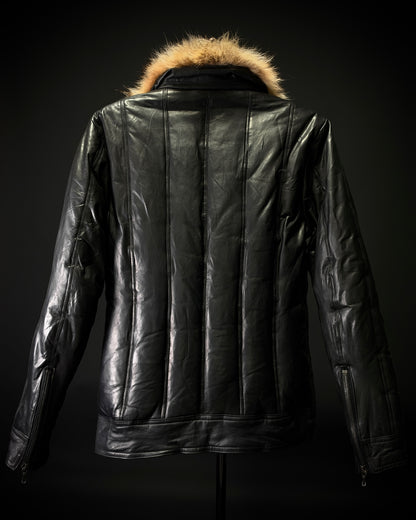 SHELLAC Fur Collar Puffer Leather Jacket
