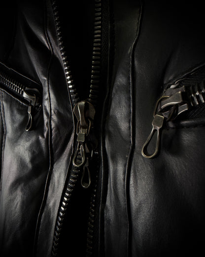 SHELLAC Fur Collar Puffer Leather Jacket