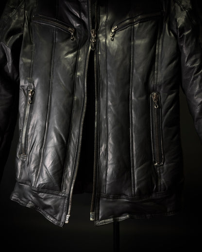 SHELLAC Fur Collar Puffer Leather Jacket