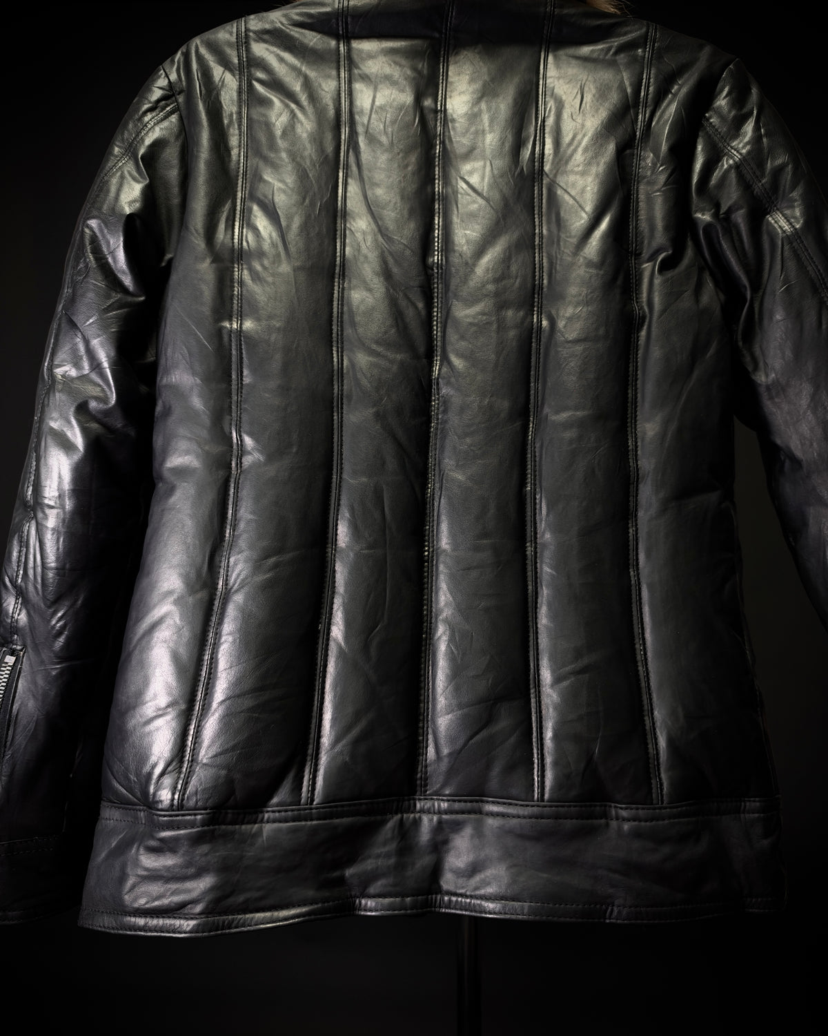 SHELLAC Fur Collar Puffer Leather Jacket
